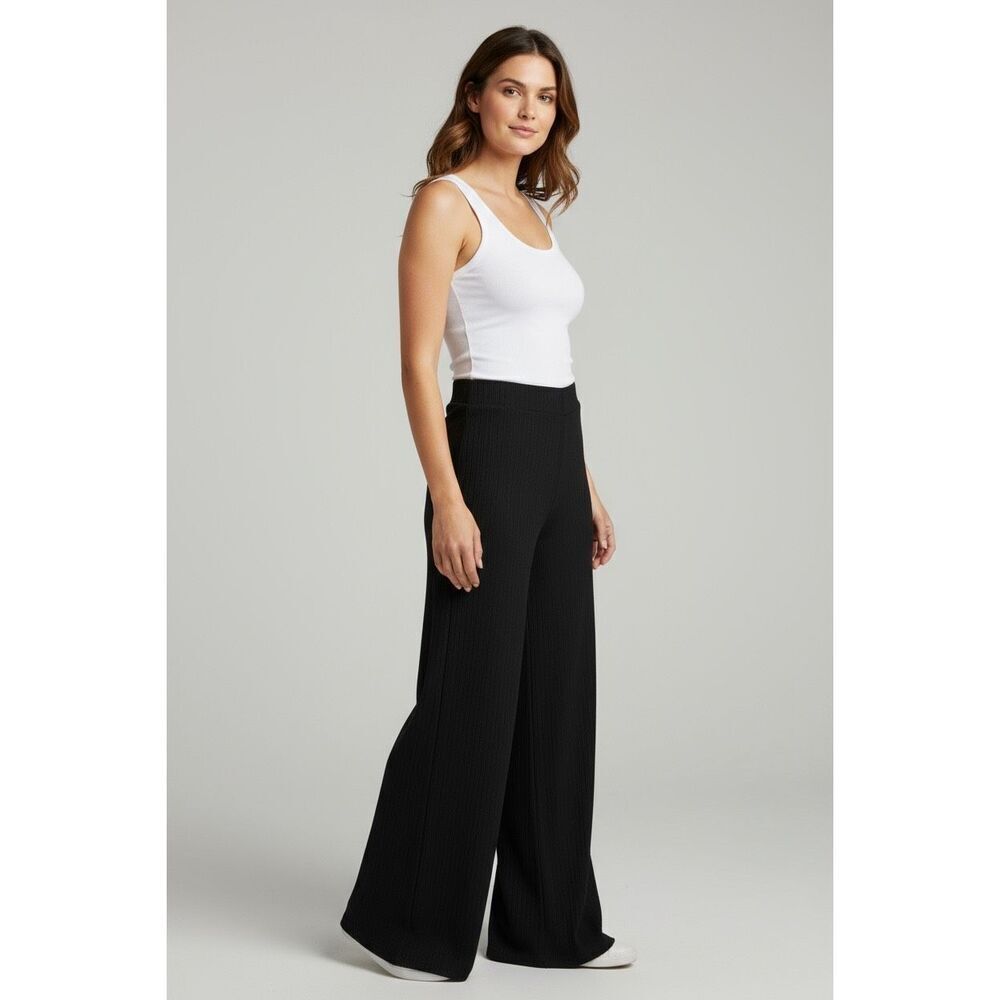 Iris Women's Size Small Black Wide Leg Palazzo Pants Silky Knit NWT